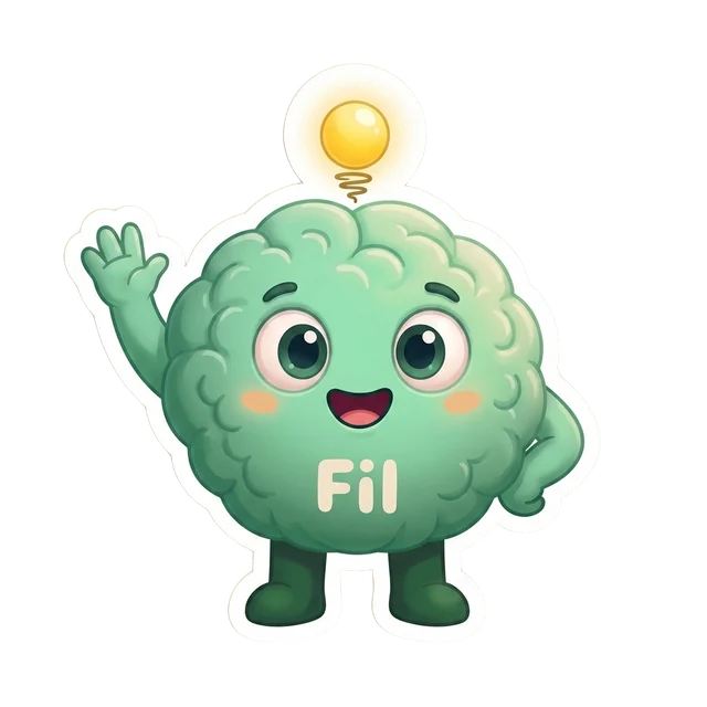 FIL, das Brainfil-Maskottchen, winkt
